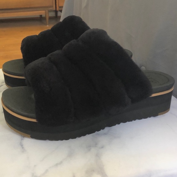 UGG Shoes - Black Fluff Yeah UGG platform slides